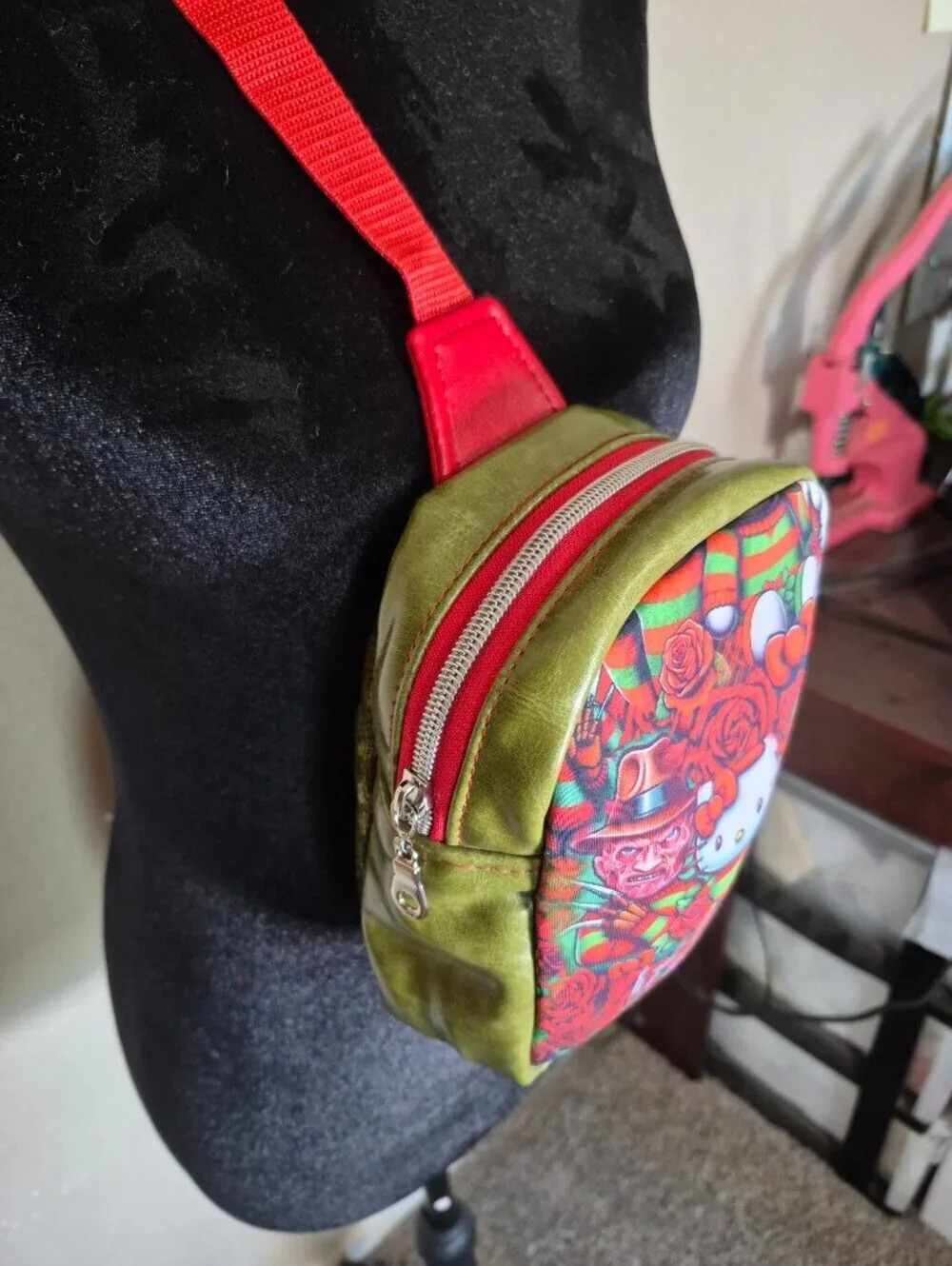 Green & Red Night Terror Sling | 7.5x5.5 Minimalist Bag | Waterproof Adventure